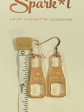 Spark*l bands Upcycled LV zipper pull earrings plated in Rose Gold